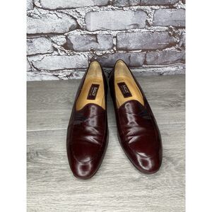 BALLY Magnum Dark Maroon Leather Slip On Loafers Dress Shoes Women Sz 8M US/38.5